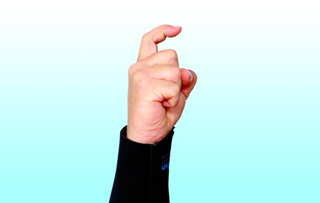 Offene Frage
Der Zeigefinger stellt ein vereinfachtes Fragezeichen dar, das dem Tauchpartner signalisiert, dass man eine Frage hat.